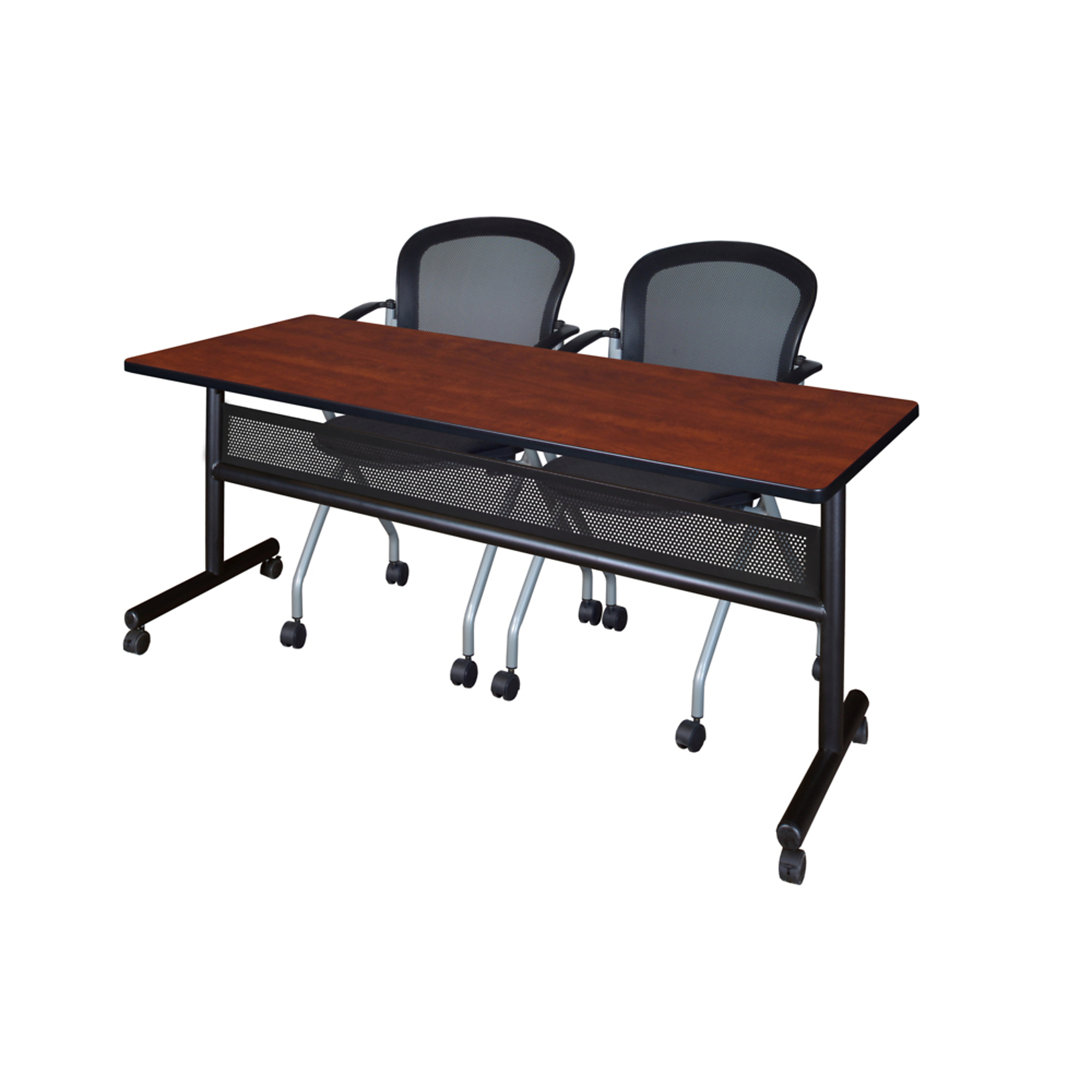 Regency Kobe Flip-Top Privacy Nesting Table Set — 72in. x 24in., Cherry/Maple, Includes 2 Cadence Nesting Chairs, Model# MKFTM7224CH23BK